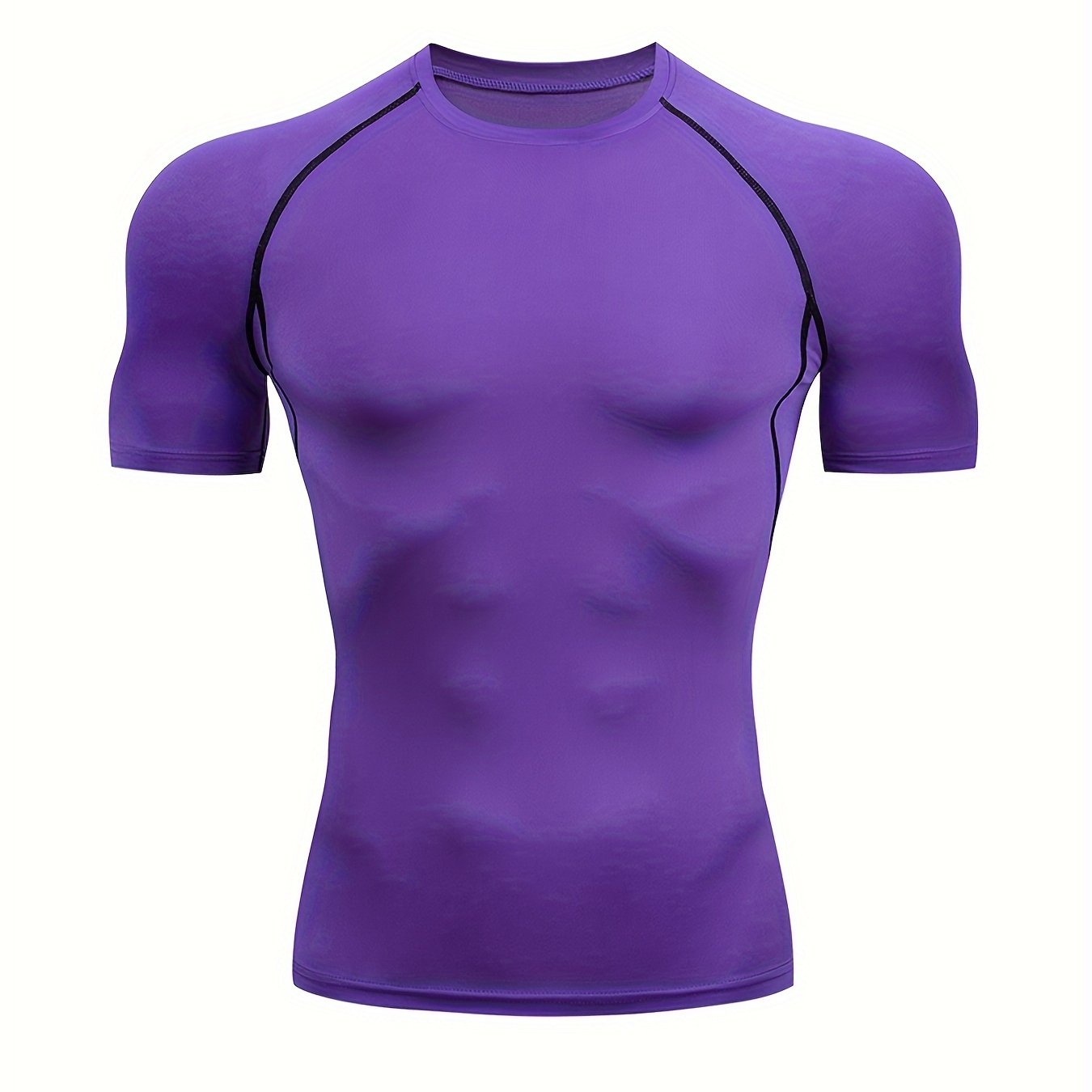 Men's Red and Black Athletic Compression T-Shirt Quick-Dry Breathable Polyester Elastane Gym Outdoor