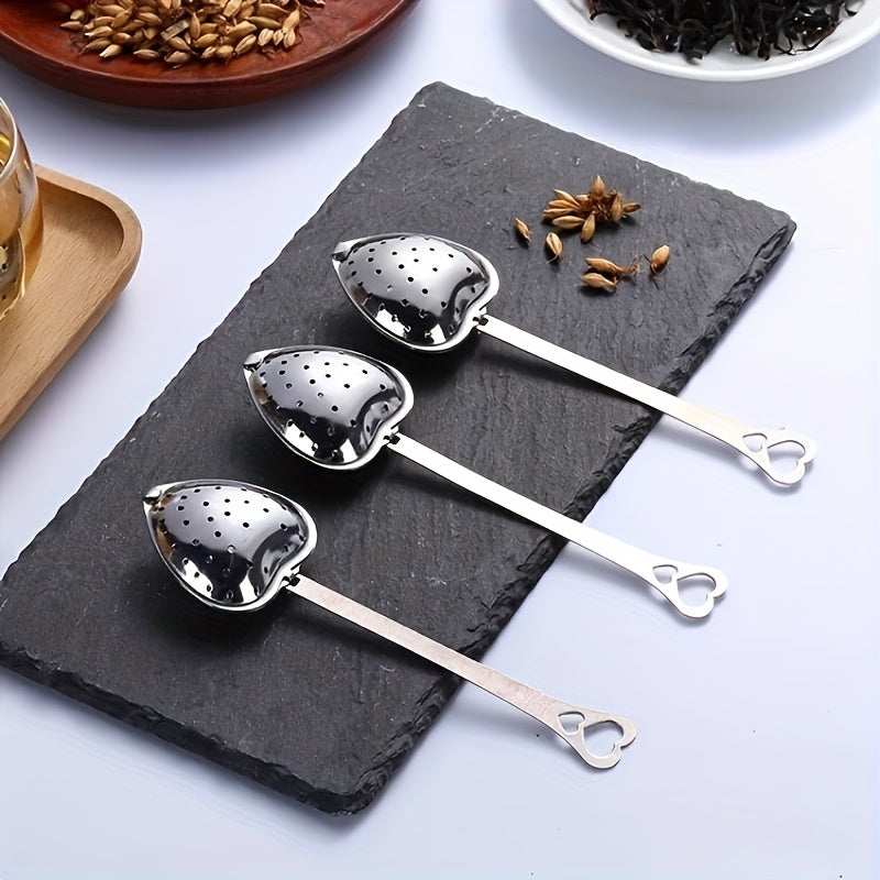 Set of 3 Heart-Shaped Stainless Steel Tea Infusers for Loose Leaf Tea and Spices