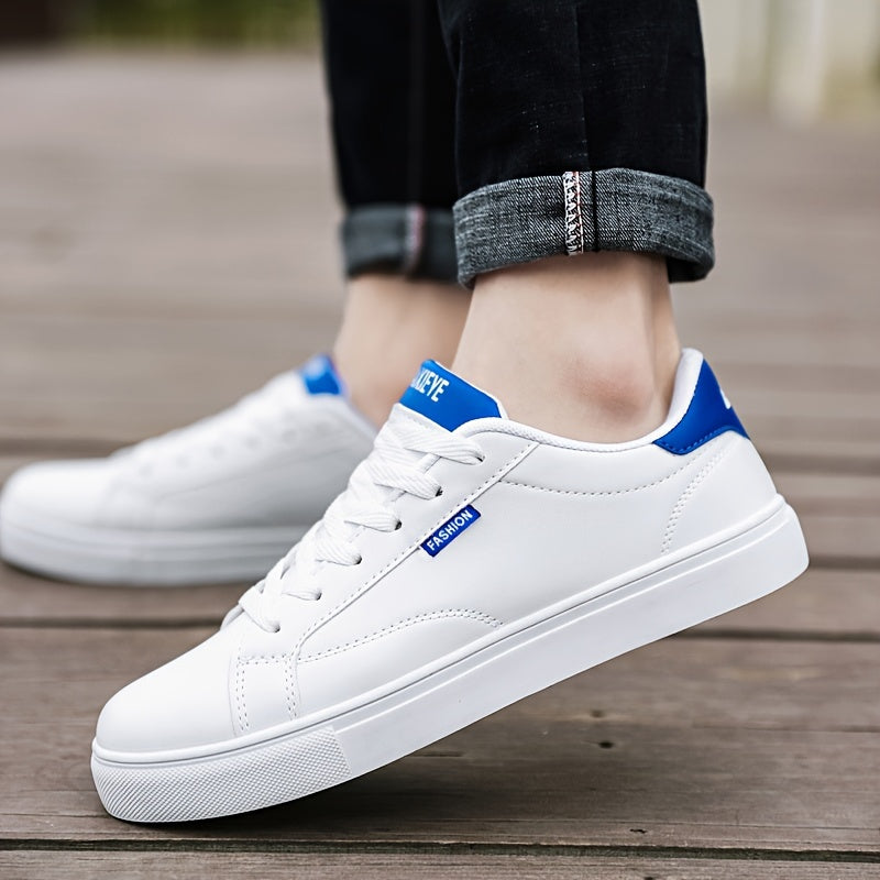 Men's Casual Skate Shoes Solid Color Low Top Lace-Up PU Upper Fabric Lining EVA Insole Rubber Sole