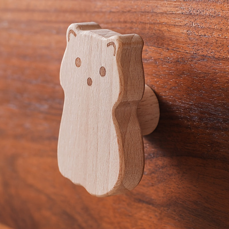 Wood Cartoon Drawer Pulls Knobs for Cabinets and Drawers Kids Room Decor