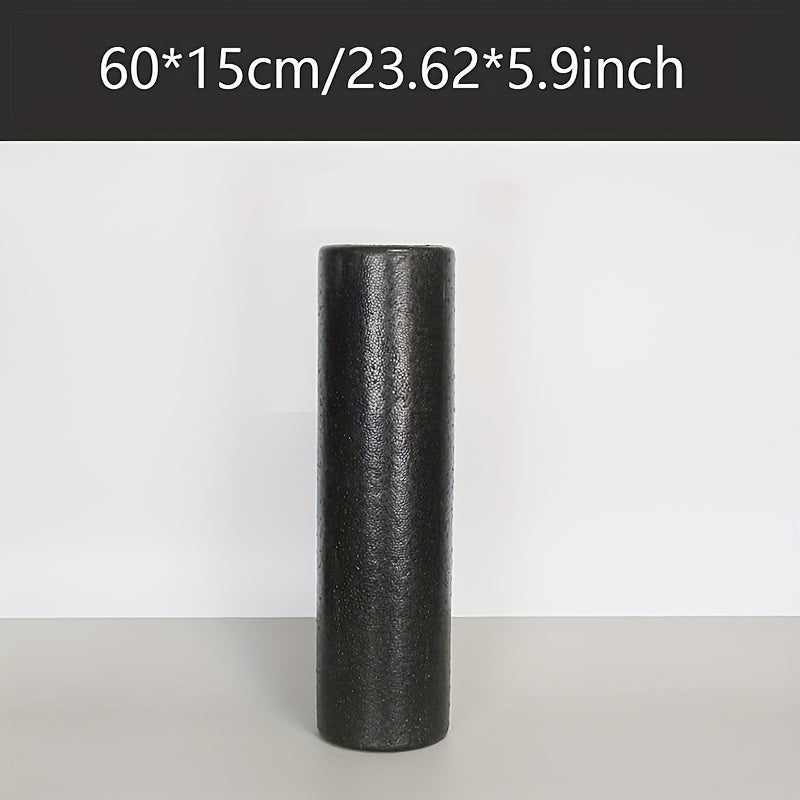 Черный ролик для йоги из высокоплотной пены средней жесткости для растяжки и восстановления мышц