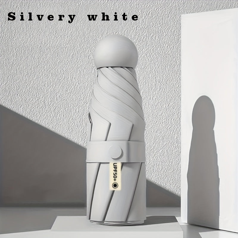 Unisex Foldable 6-Bone Pongee Umbrella Lightweight Durable Casual