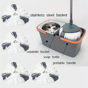 Yog'och, plitka, marmar pol uchun aylanuvchi mop va ajratish qutisi to'plami