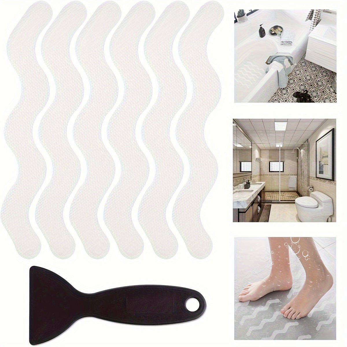 Transparent Anti-Slip Stickers for Bathroom Bathtub Stairs Waterproof Surfaces