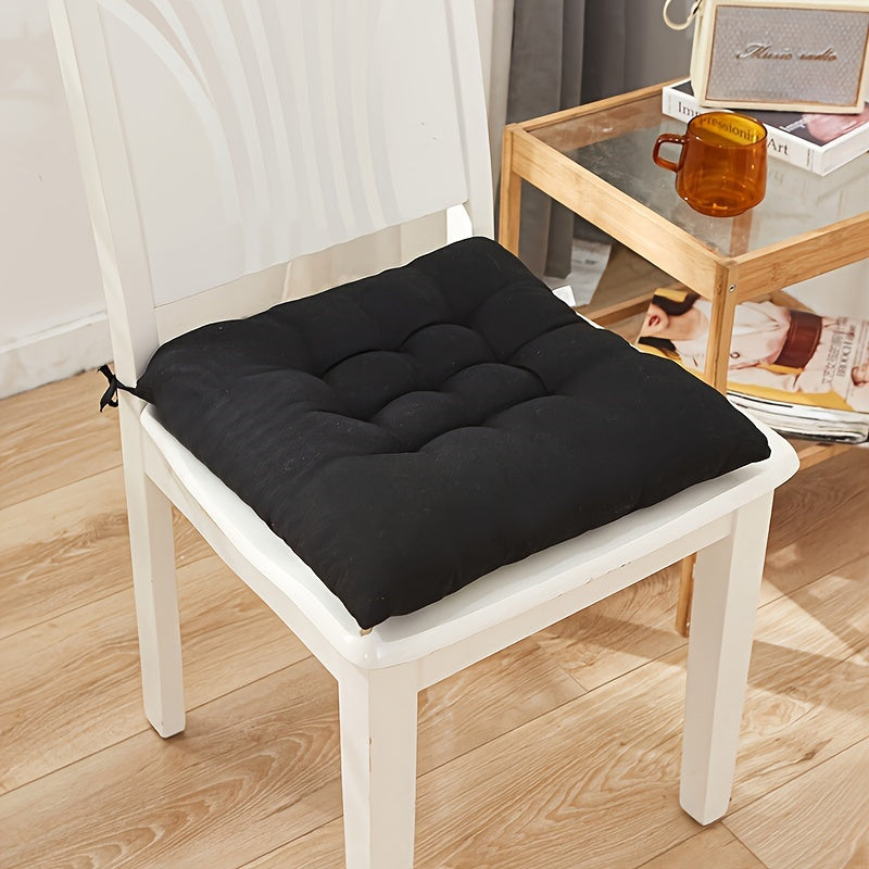 Solid Color Polyester Chair Cushion Washable Seat Pad for Dining Office Tatami