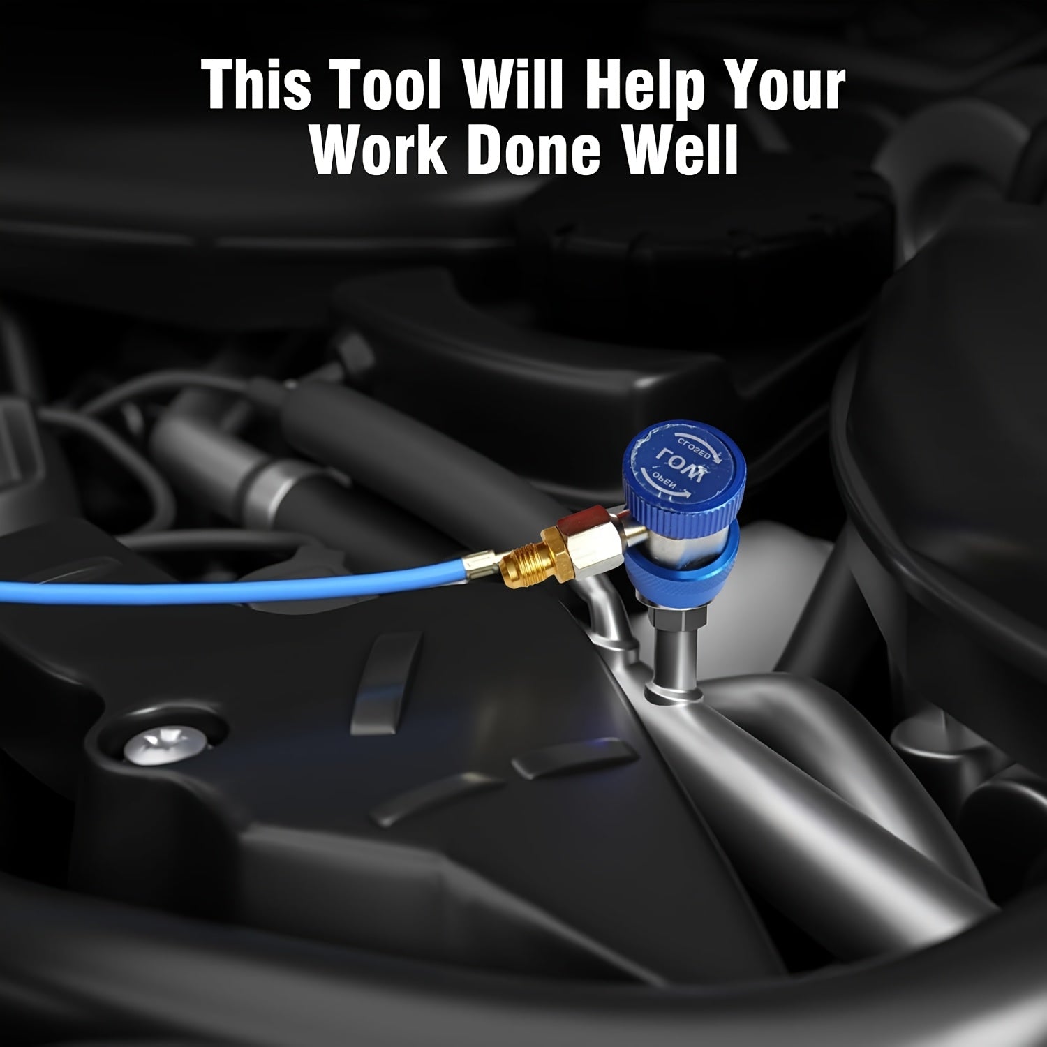 Set of 2 R134a Adjustable Quick Connect Adapters for Car AC System, High and Low Pressure Connectors