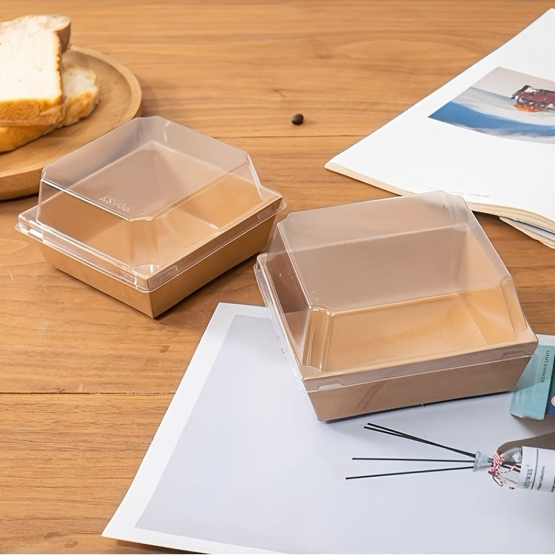 Cajas de papel kraft cuadradas con tapas transparentes para pasteles, galletas y postres