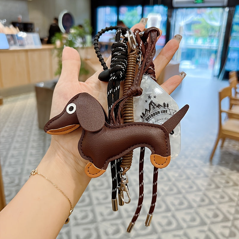 Braided Nylon Rope Dachshund Dog Keychain for Car Keys and Bag Pendant Ornament