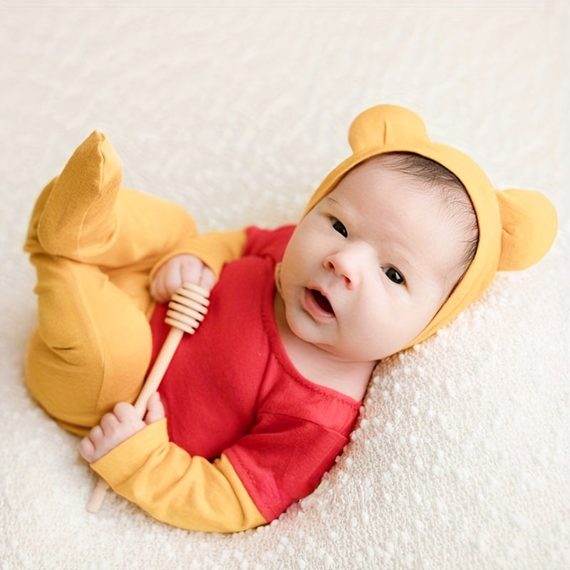 Baby Photography Outfit Set Yellow Honeybee Jumpsuit Hat Bodysuit Props