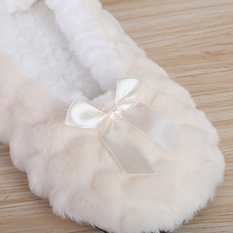 Women's Fleece-Lined Plush Slippers Non-Slip Home Shoes Multiple Colors