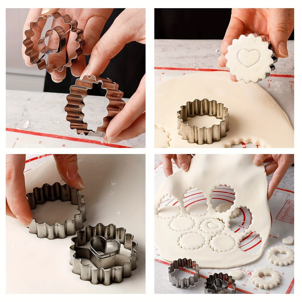 9 ta Rojdestvo Pechene Kesgichlari to'plami, zanglamas po'latdan yasalgan - Gingerbread odam, qor to'pi, yulduz, qo'ng'iroq va daraxt kabi bayram shakllarini o'z ichiga oladi - Bayram pishirish uchun ideal