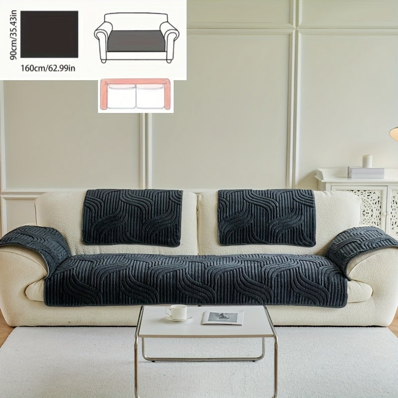 Klassik Stripe Divan qopqog'i, sirpanmaydigan, itga do'st polyester himoya, kreslo, divan, 3-4 o'rinli bo'lakli bo'lak