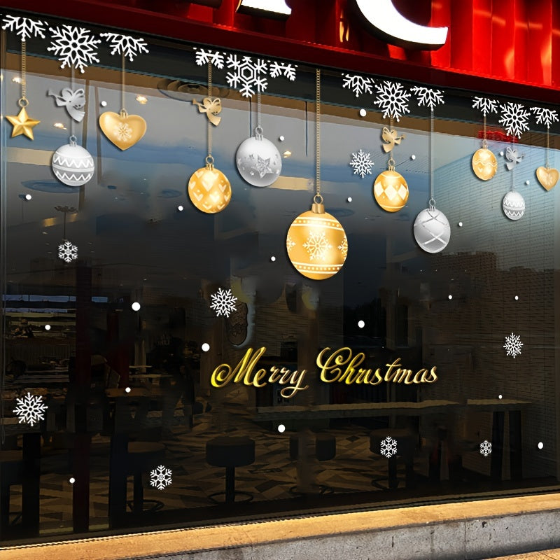 Holiday Decor Decals Snowflakes and Ornaments Static Window Stickers for Glass Doors