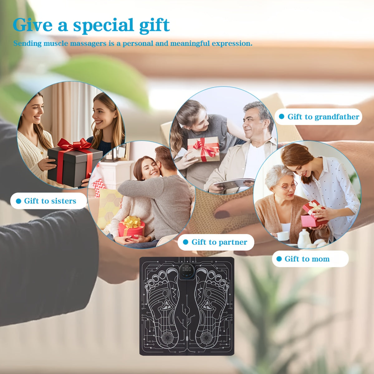 Foot Massager with EMS Function and Multiple Modes for Full Body Relaxation