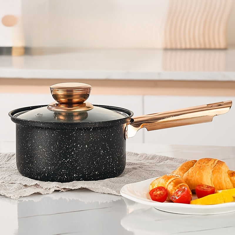 Juego de utensilios de cocina de acero inoxidable de 12 piezas con ollas antiadherentes y mangos dorados