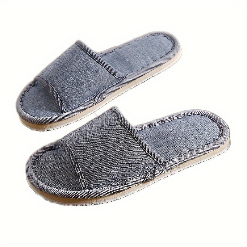 Yengil rangli mato ustki qismi va EVA taglikka ega, erkaklar va ayollar uchun qulay ichki uy poyafzallari.