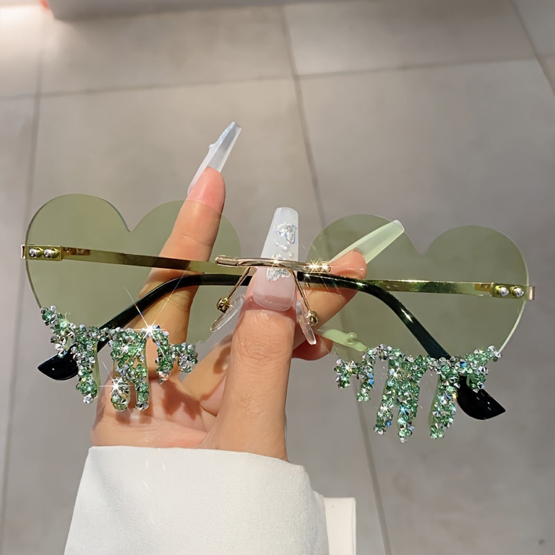 Ayollar uchun rimless moda ko‘zoynaklar, rhinestones bilan, partiyalar va festival uchun