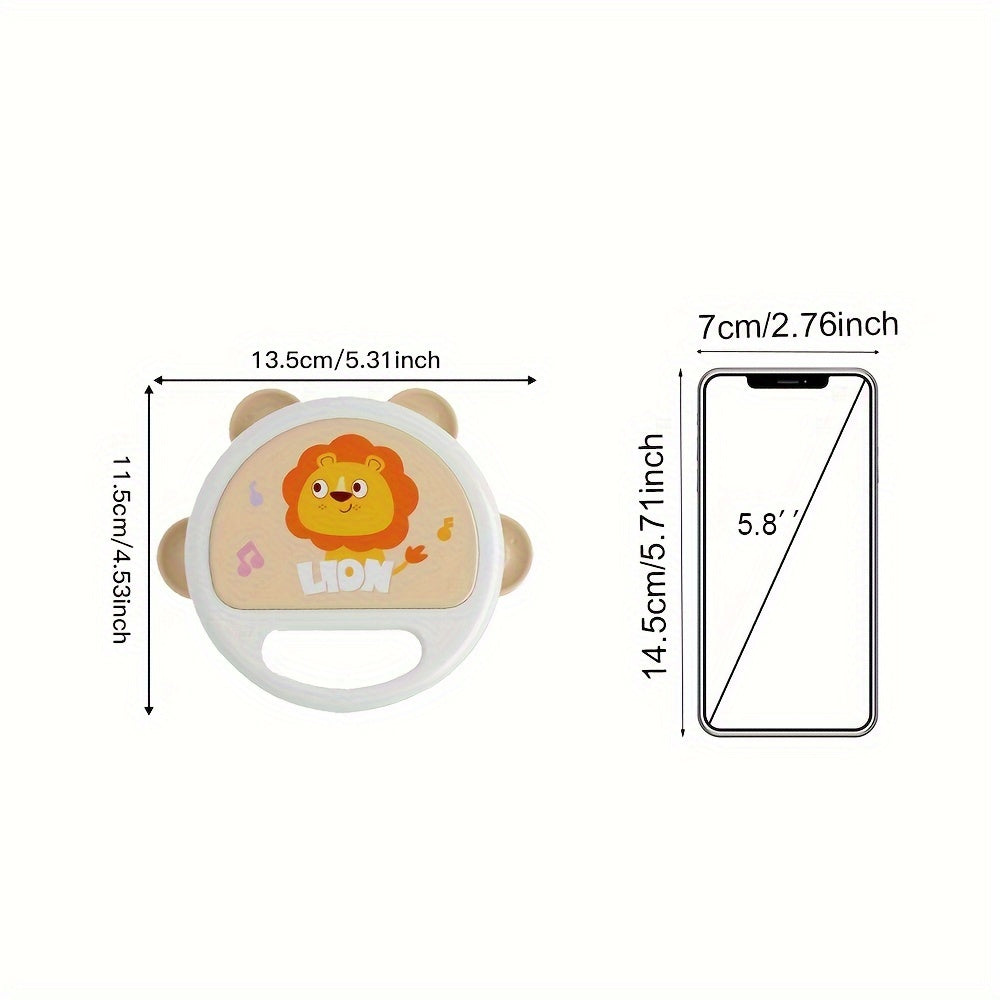 Cute Lion Cartoon Rattle & Hand Drum Toy - Bolalarda ushlash kuchini oshirish uchun ajoyib, Halloween va Rojdestvo uchun mukammal sovg'a, Bayram mavsumi uchun ideal.