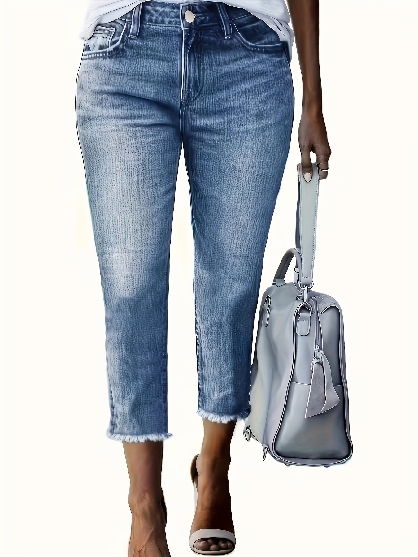 Women's Plus Size Elastic Embroidered Seven-Eighth Pants Wide Leg Black