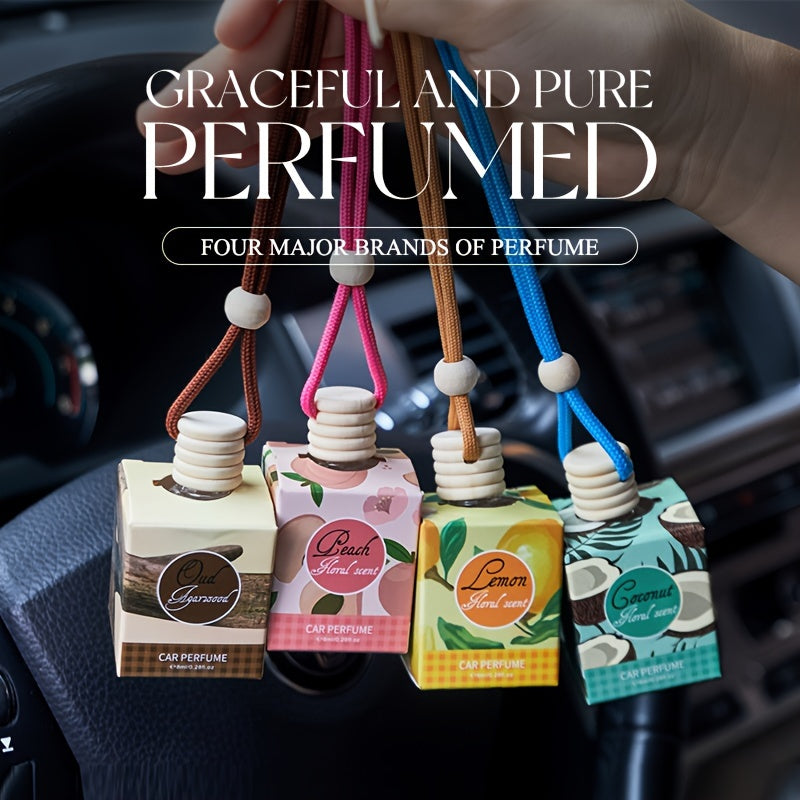 Long-Lasting Car Air Freshener with Essential Oil in Glass Pendant for Vehicle Interior