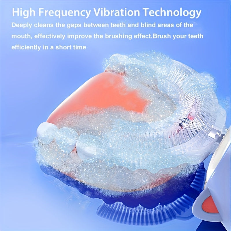 Youngsters U-Shaped Electric Toothbrush Compact Rechargeable Cartoon Design