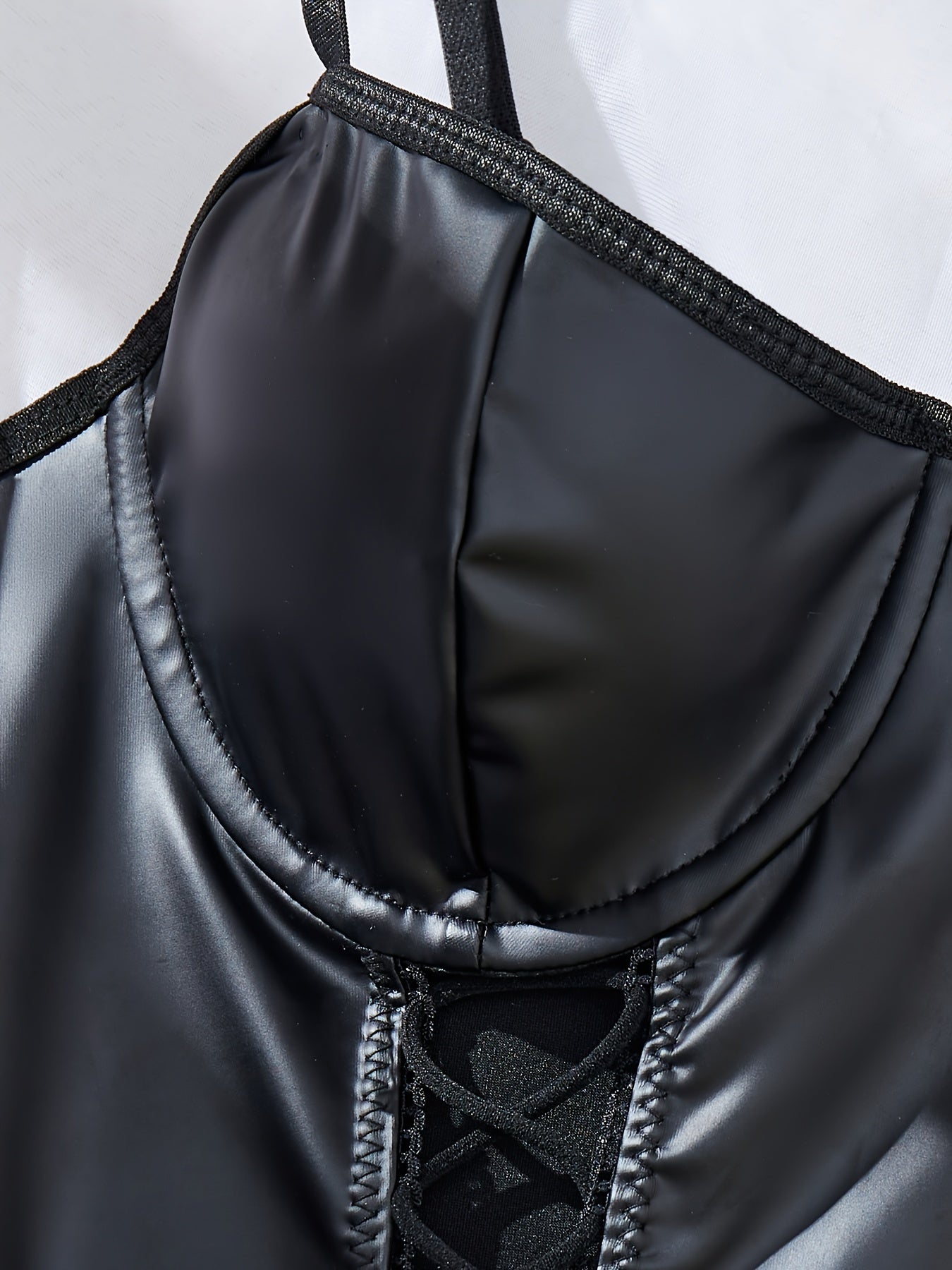 Body con estilo 7104 con guantes para mujer, negro, ajuste ajustado