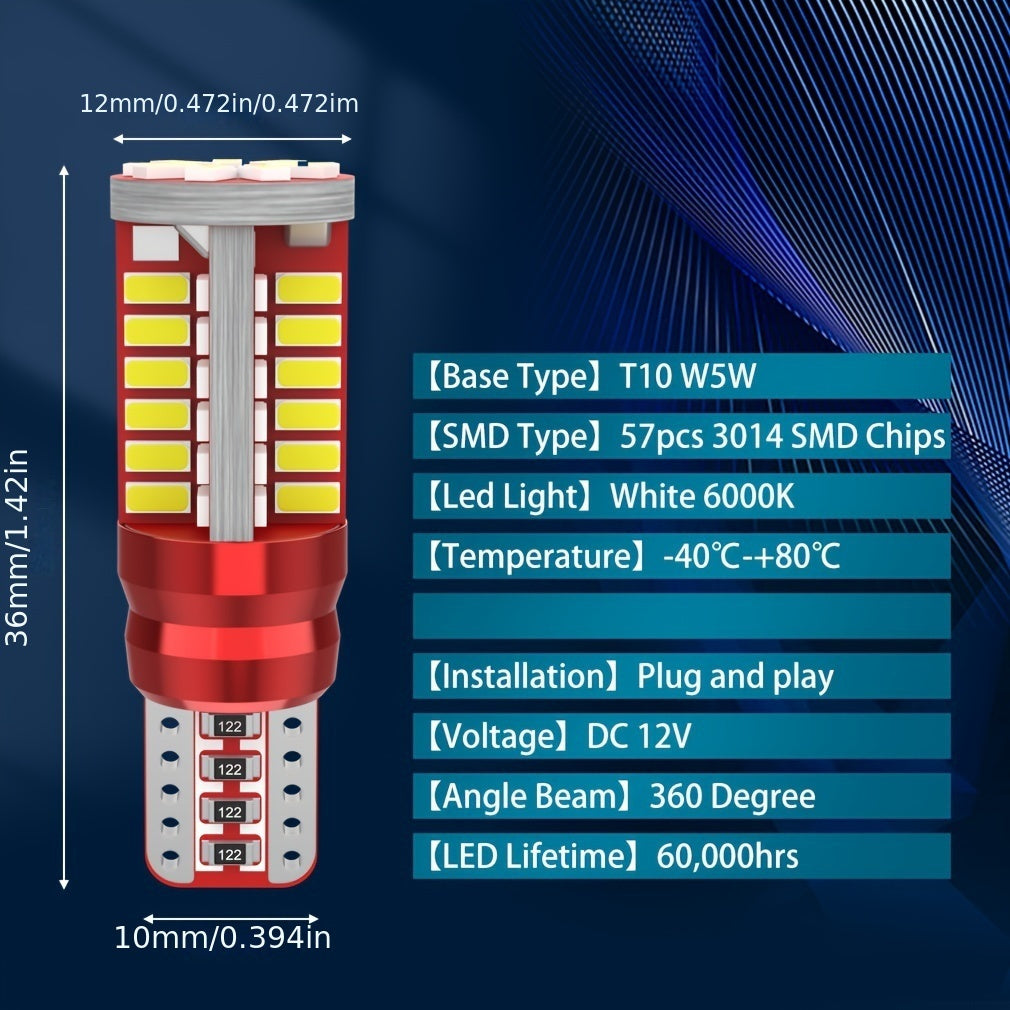 2 dona T10 168 192 W5W LED Canbus Avtomobil belgilash, parkovka, burchak chiroq, oq