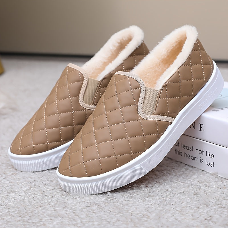 Ayollar uchun tekislangan, flanel bilan qoplangan, yurish uchun yopiladigan oyoq kiyimlari, yopishqoqsiz PVC taglik bilan