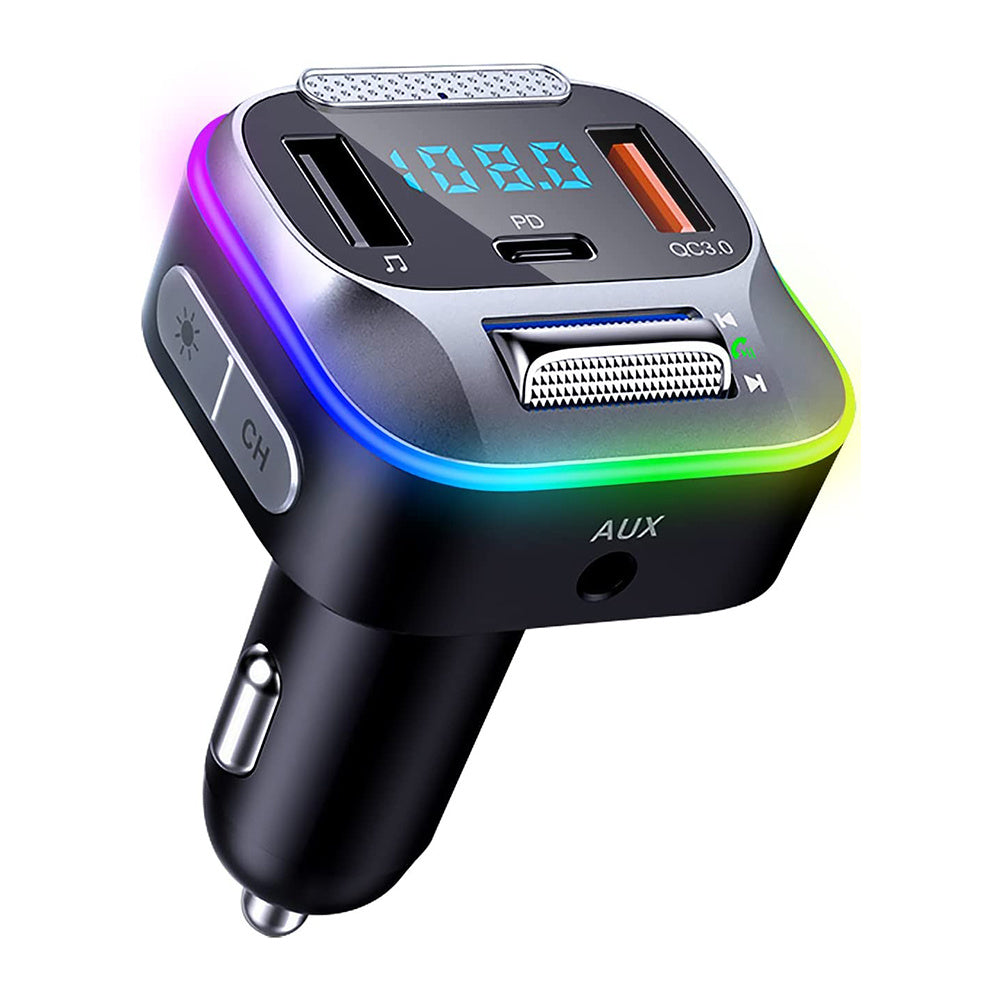 Car Wireless Transmitter Bluetooth Adapter 30W PD QC3.0 Hands-Free Calling LED Console