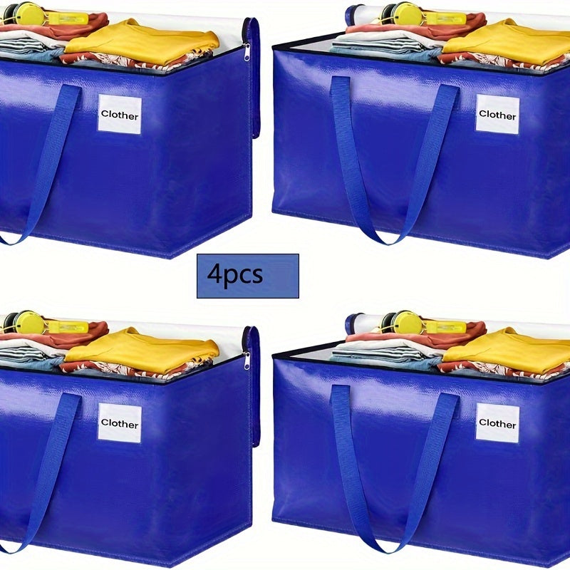 Набор из 4 переносных сумок с прочными ручками и крепкими молниями, сумки для хранения для компактного хранения, переезда и организации, складные сумки для экономии пространства для упаковочных материалов.