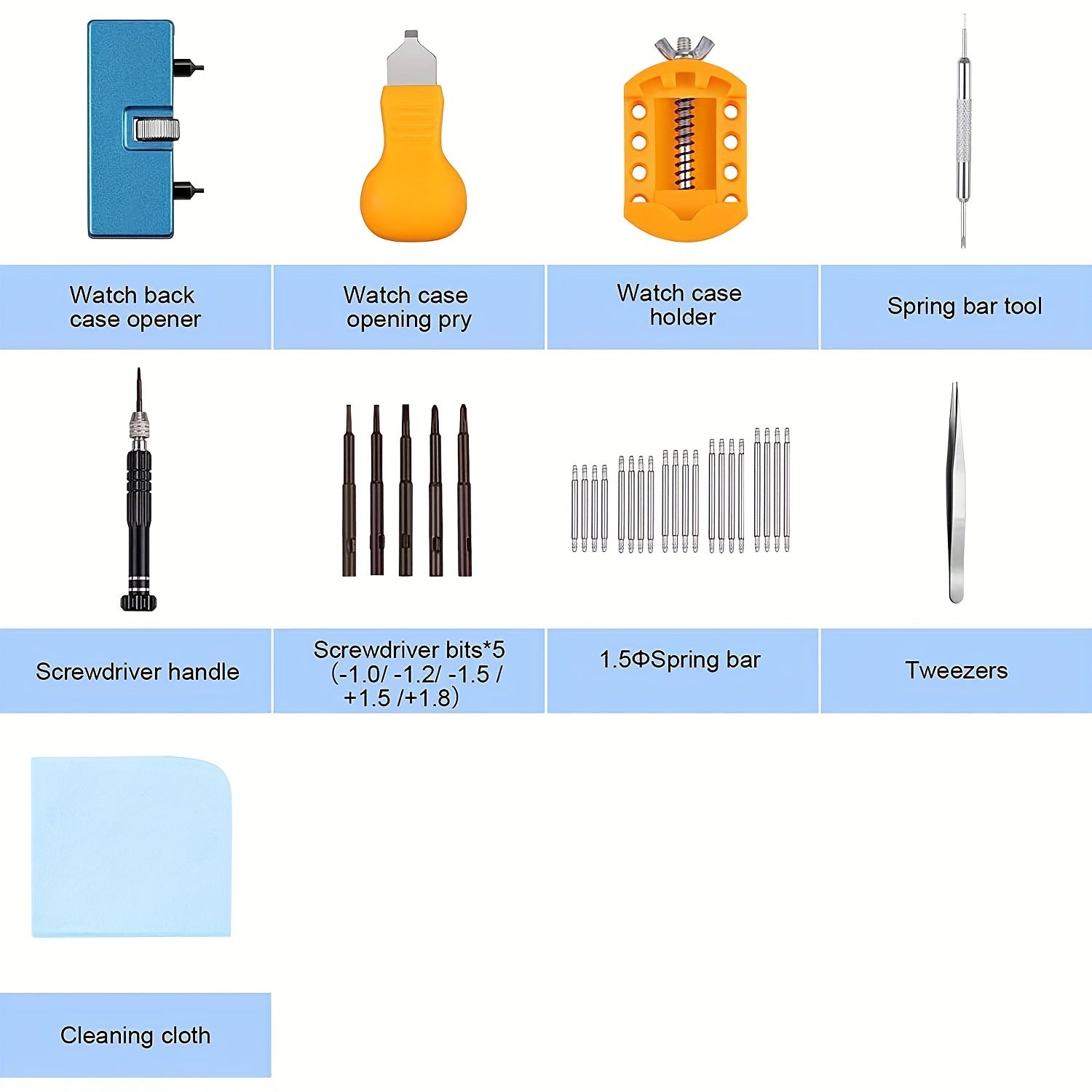 Watch Repair Kit with Screwdriver, Wrench, Case Opener and Tools for Watch Repair