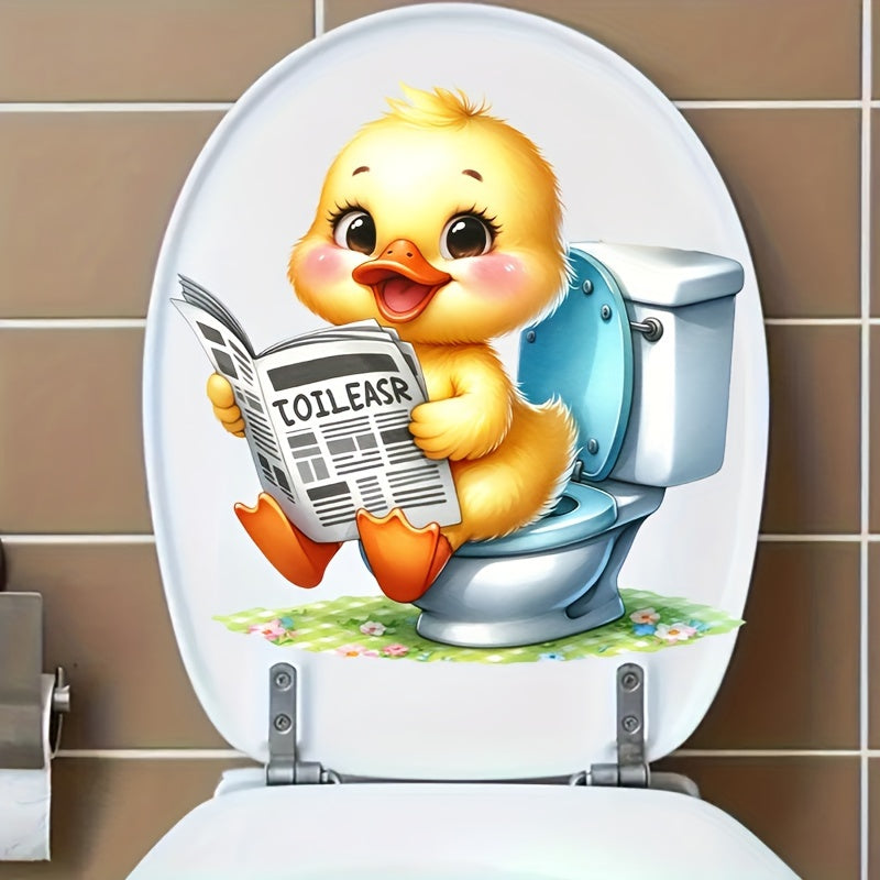 Cute Duckling Bathroom Decal Waterproof Self-Adhesive Animal Theme Square Reusable Decor