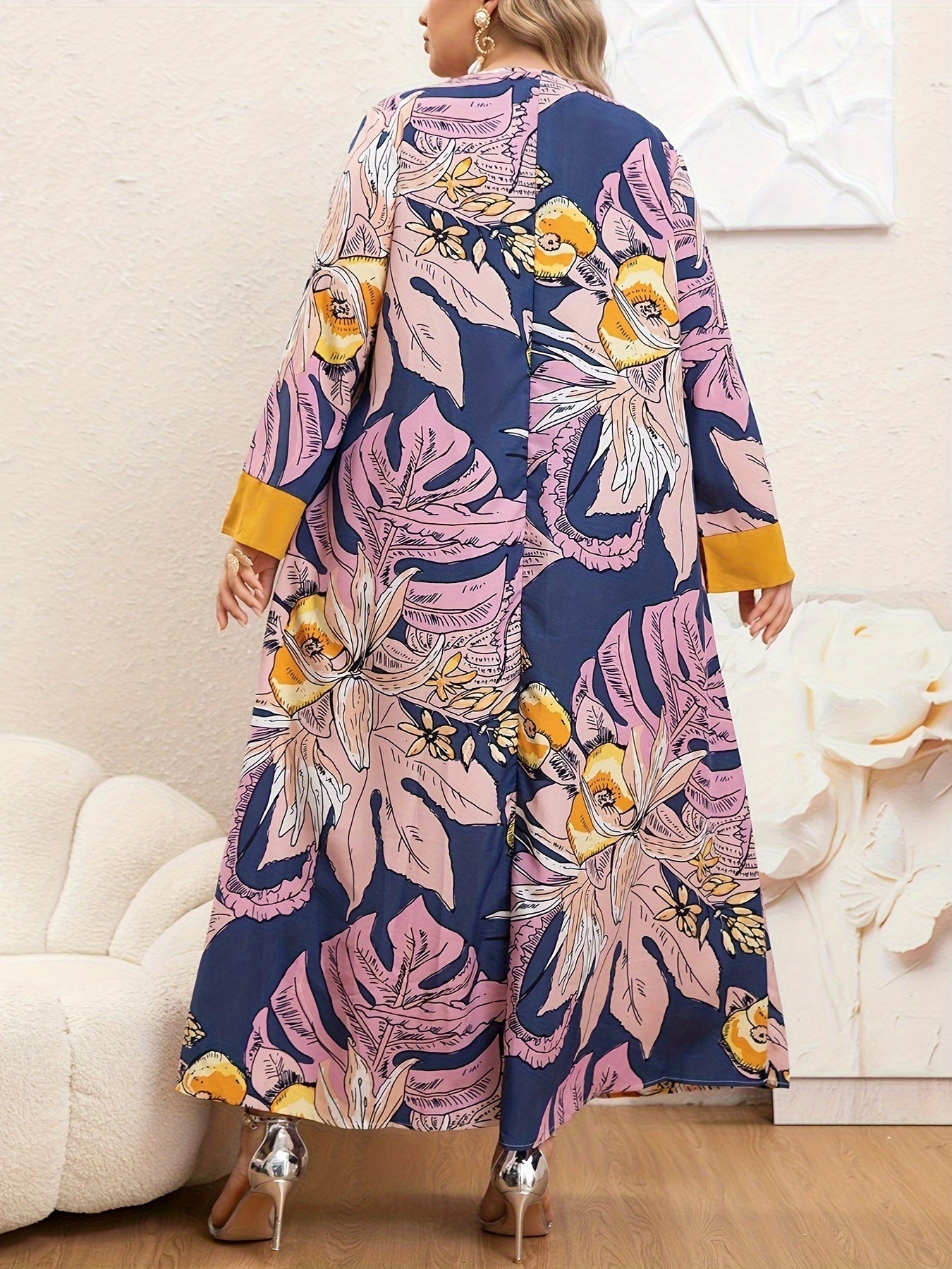 Plus o'lcham O'rta sharq ayollari uchun bosma erkin kiyinadigan sayohatchi qulay kiyim