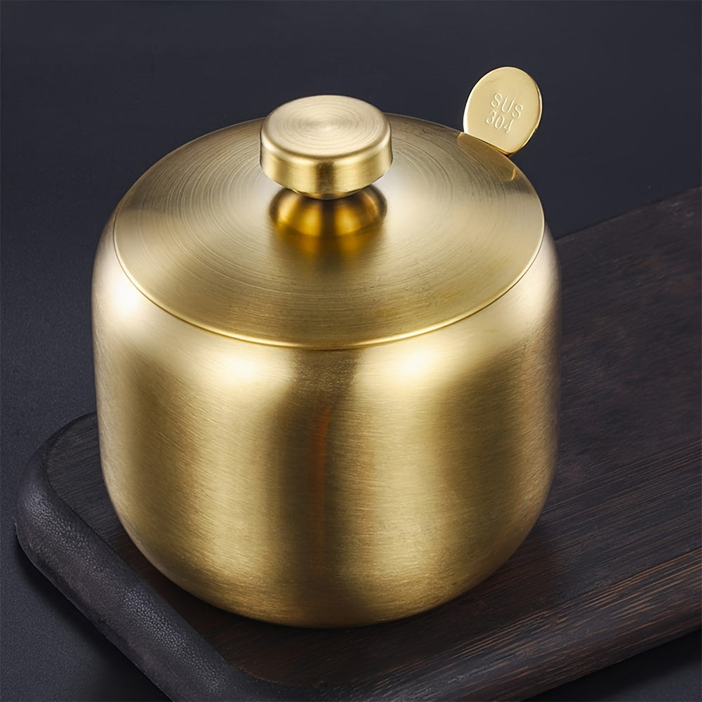 Round Handle Stainless Steel Spice Jar with Lid for Kitchen Storage