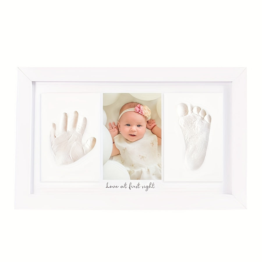 Baby Handprint Footprint Frame Kit Wooden Keepsake for Newborns Personalizable Nursery Decor