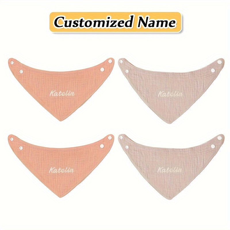 Set of 4 Kids Gauze Triangle Saliva Towels Adjustable Bib Soft Breathable Highly Absorbent