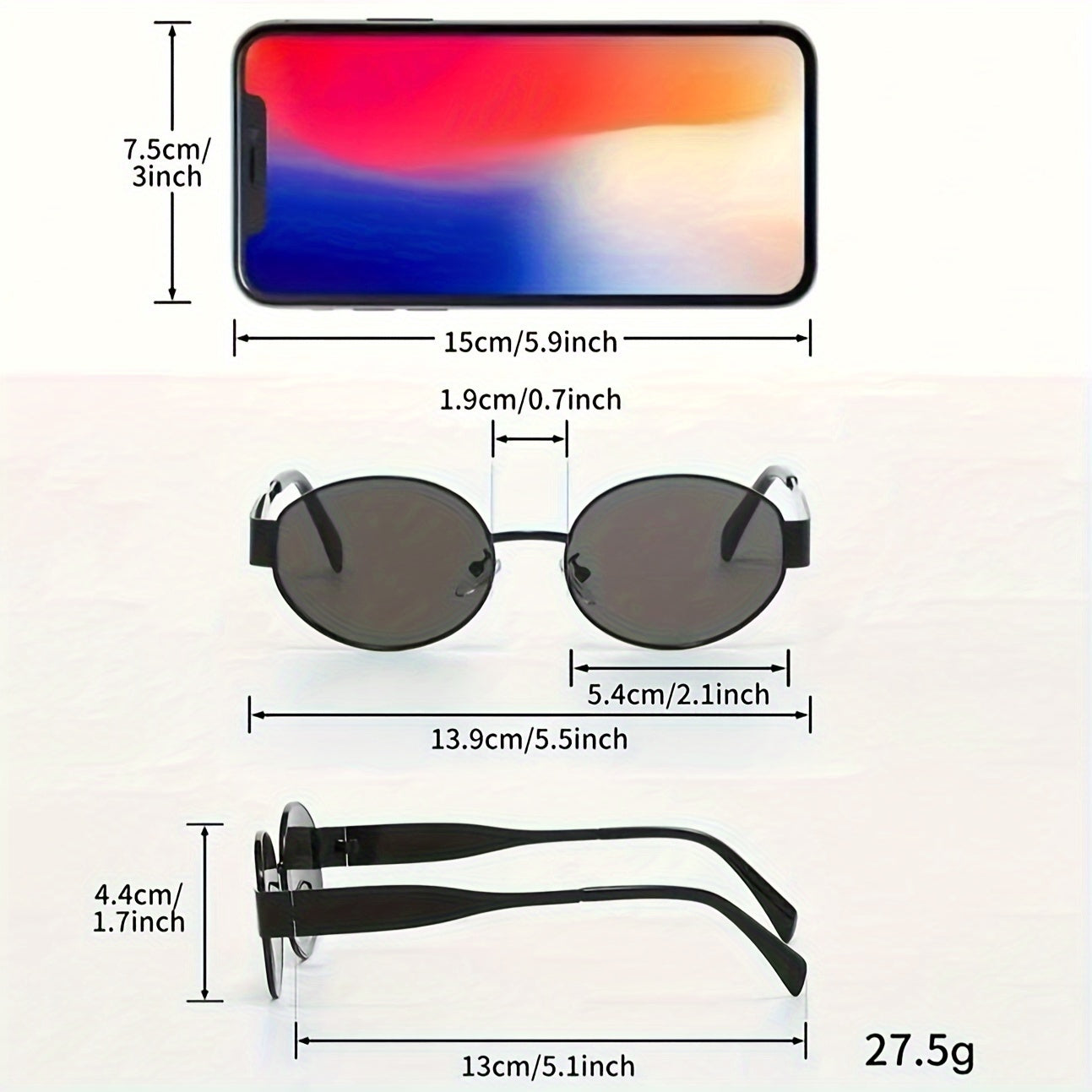 Vintage Metal Small Oval Frame Glasses Unisex Anti-Glare PC Lenses for Outdoor Activities