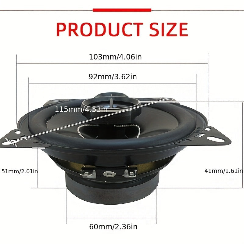 Altavoz coaxial para coche de 10.16 cm 280W de 3 vías con control táctil, audio de alta resolución, montaje empotrado, estéreo