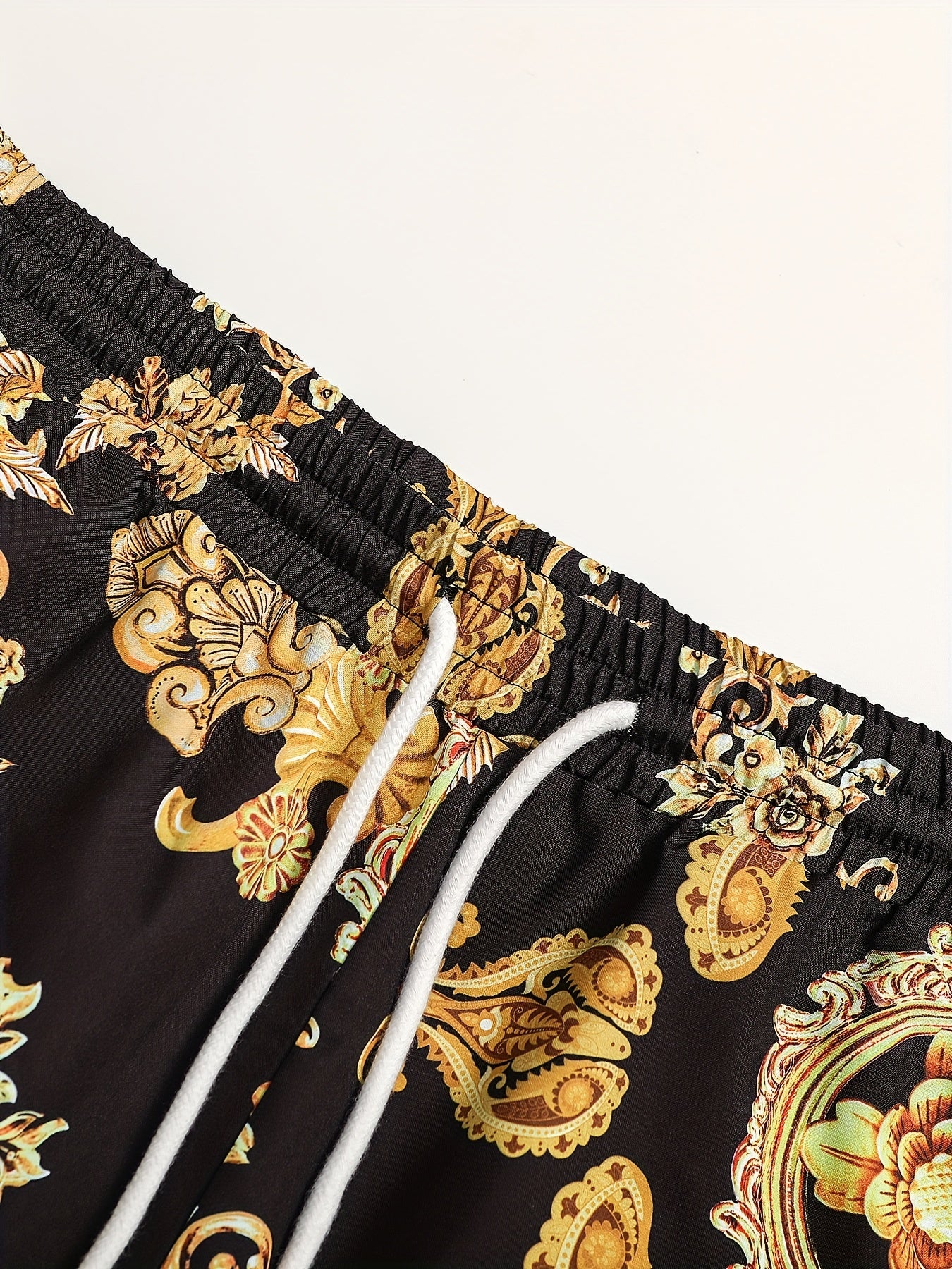 Men's Casual Printed Pajama Set with Long Sleeve Shirt and Elastic Waist Trousers