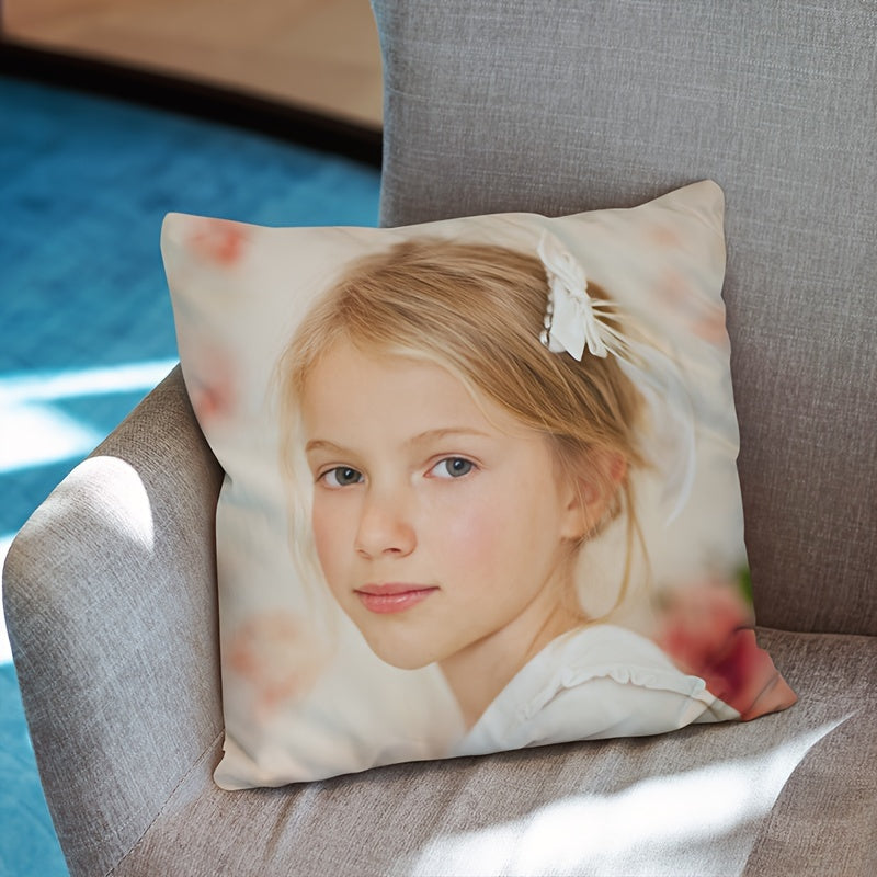 Custom Photo Cushion Cover for Sofa or Nursery Modern Polyester Personalized Pillow