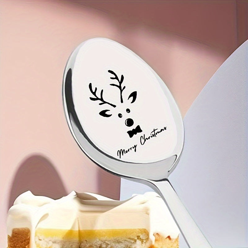 Stainless Steel Coffee Scoop with Reindeer Laser Engraving, Holiday Gift