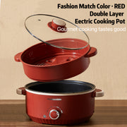 23.88cm Elektrik pishirish qozoni, ikki qavatli, yopishmaydigan, ko‘p funksiyali, oson taomlar uchun