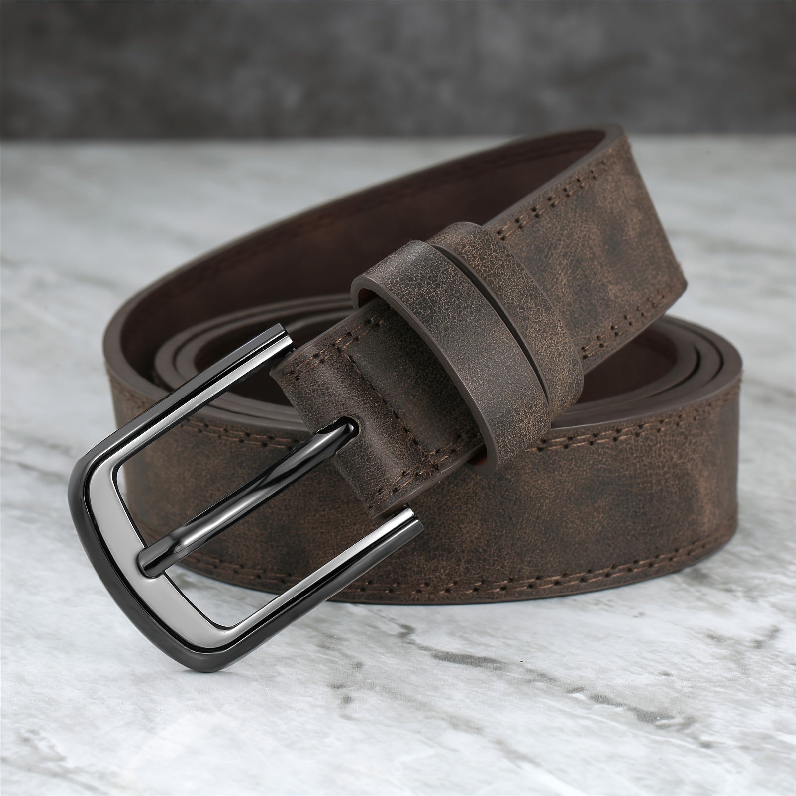 Men's Wide Stitching Belt with Alloy Buckle for Jeans and Trousers Casual Large Size