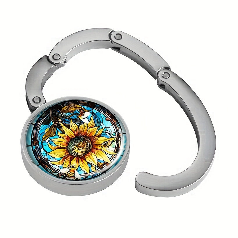 Foldable Sunflower Purse Hanger Metal Handbag Hook for Tables Ladies Accessory