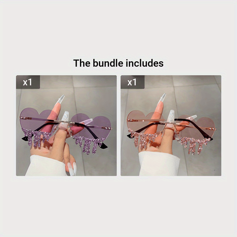 Women's Rimless Fashion Glasses with Rhinestones for Parties and Festivals