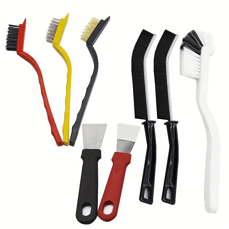 8 ta ko'p funksiyali tozalash cho'tkalari to'plami - oshxona, hammom va tashqarida tozalash uchun mustahkam zanglamaydigan po'lat va plastik asboblar - pech, gaz plitasi, muzlatgich bo'shlig'i, piyolalar va boshqalar uchun cho'tkalar kiradi.