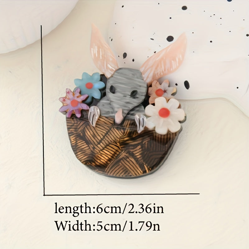 Gidroksilli kanguru brosh pin, gul bezaklari bilan, multfilm hayvonlar zargarlik buyumlari kiyim va aksessuarlar uchun