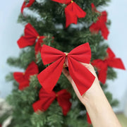 12-Pack Red Christmas Tree Bows Festive Plastic Fabric Holiday Decor