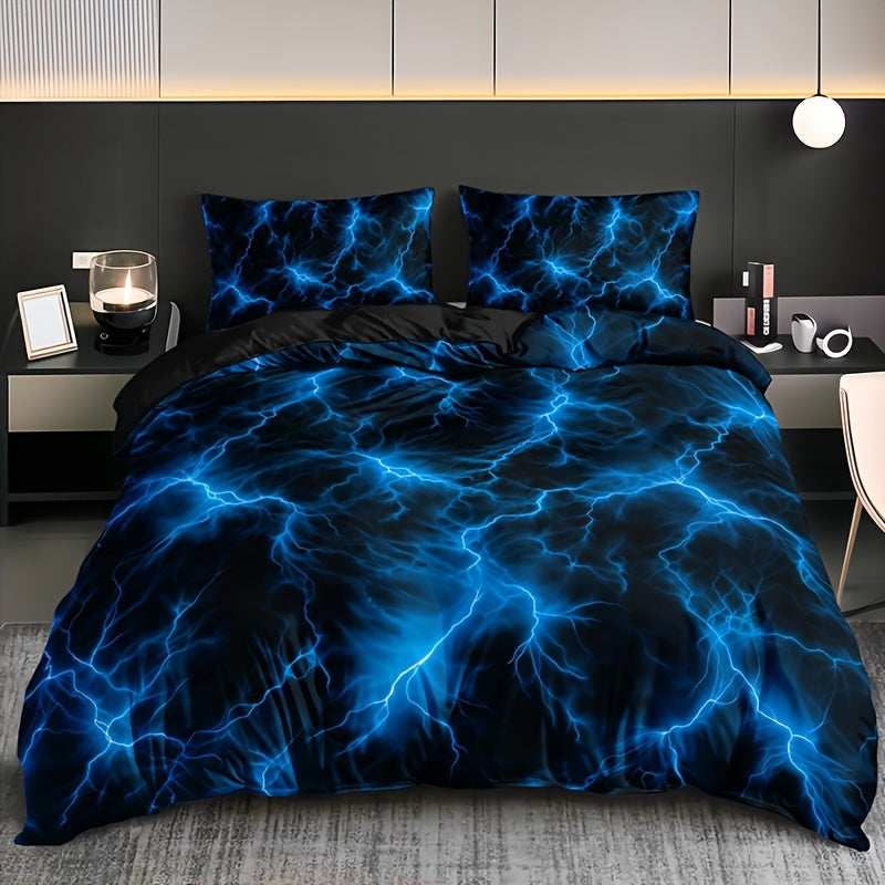 Purple Lightning Line Duvet Cover Set 3 Pieces Includes Duvet Cover and Pillowcases Home Dorm