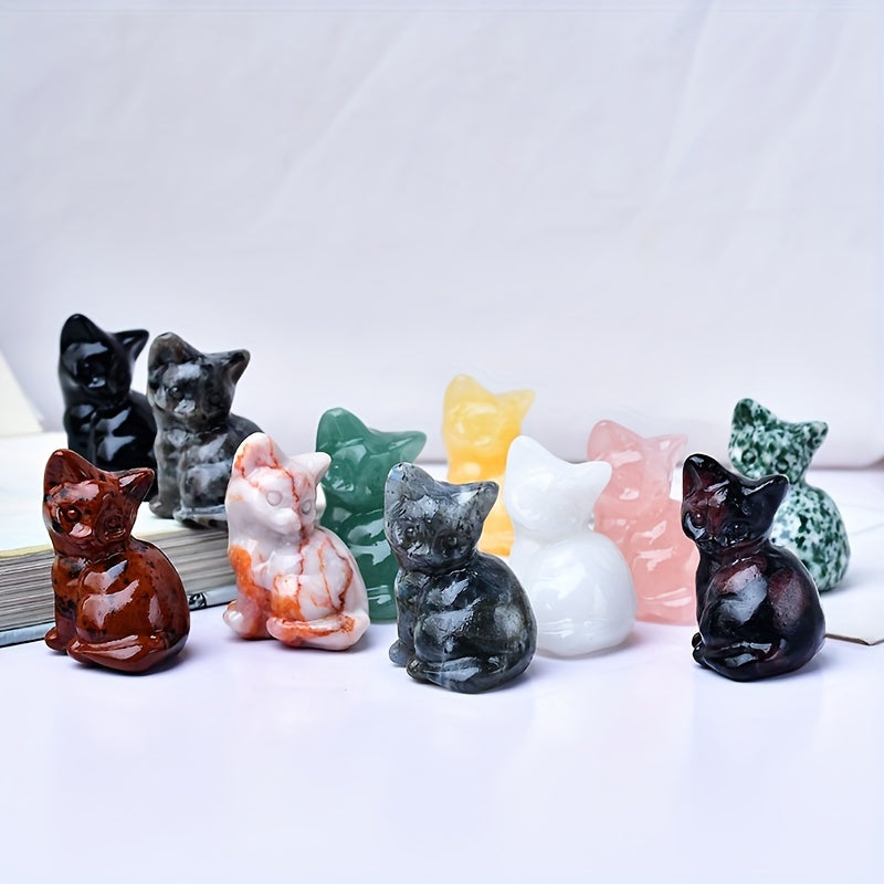 Фигурка кошки из натурального кристалла для карманов и комнат, подарок